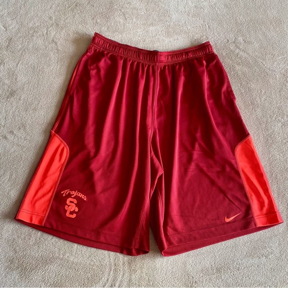 Nike Dri-Fit SC Trojans Athletic Shorts Size XL Red and Orange